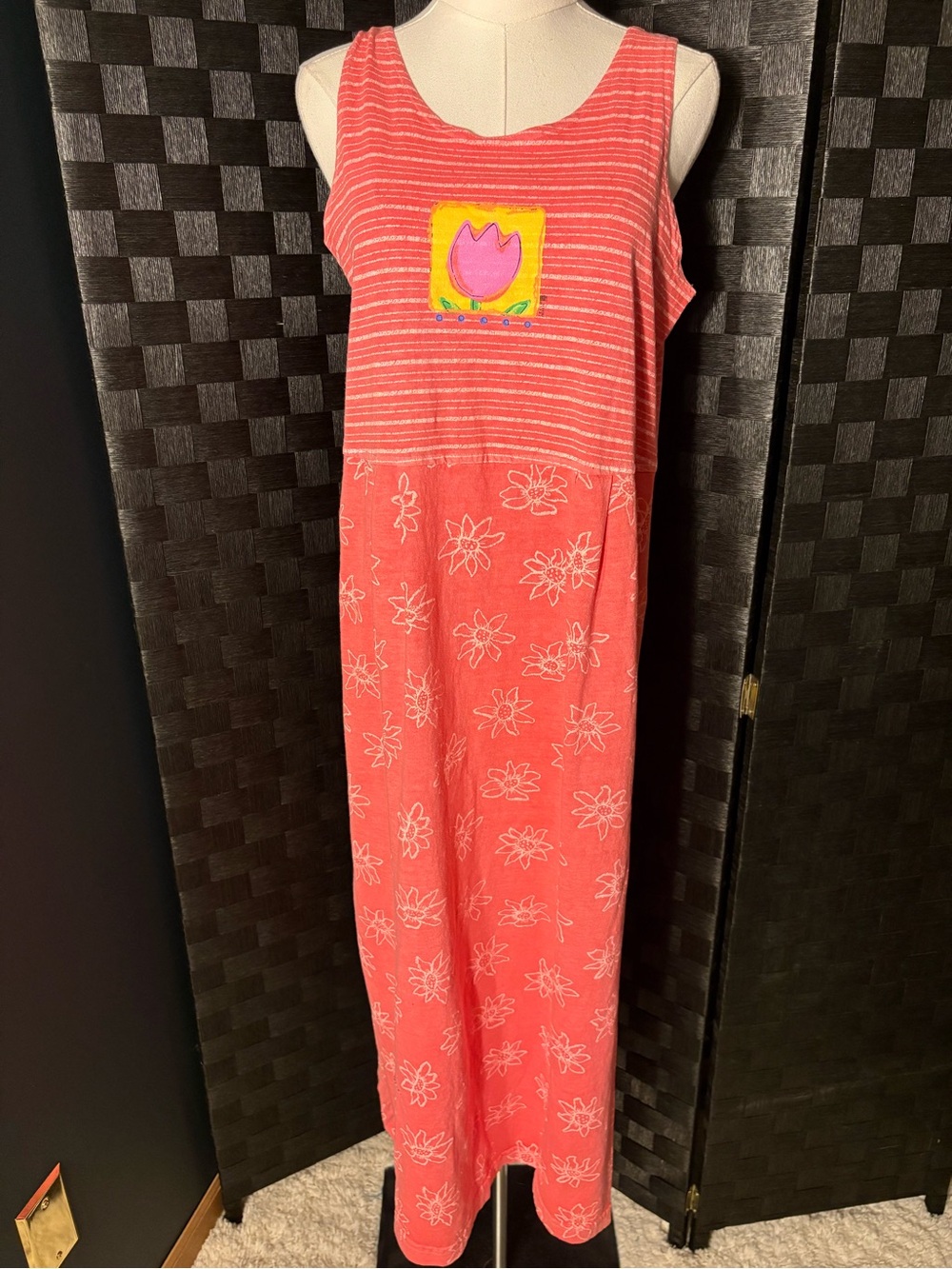 Fresh Produce Boho Coral Pink Tulip Sleeveless Cotton Maxi Dress